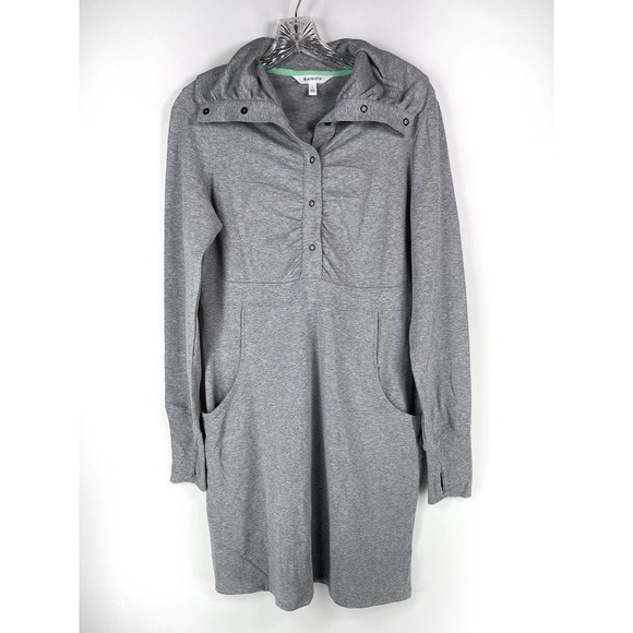 Athleta Dresses & Skirts - Athleta Active Dress Comfort Post-Workout Snap Neck Pockets Size Large Grey Gray